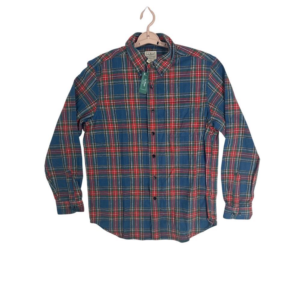 L.L. Bean tradional fit plaid flannel long sleeve shirt 100% cotton size M